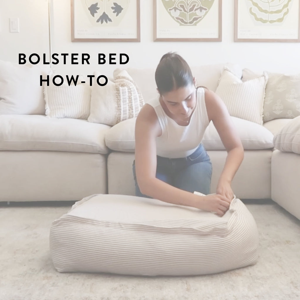 Charcoal Stripe Bolster Dog Bed