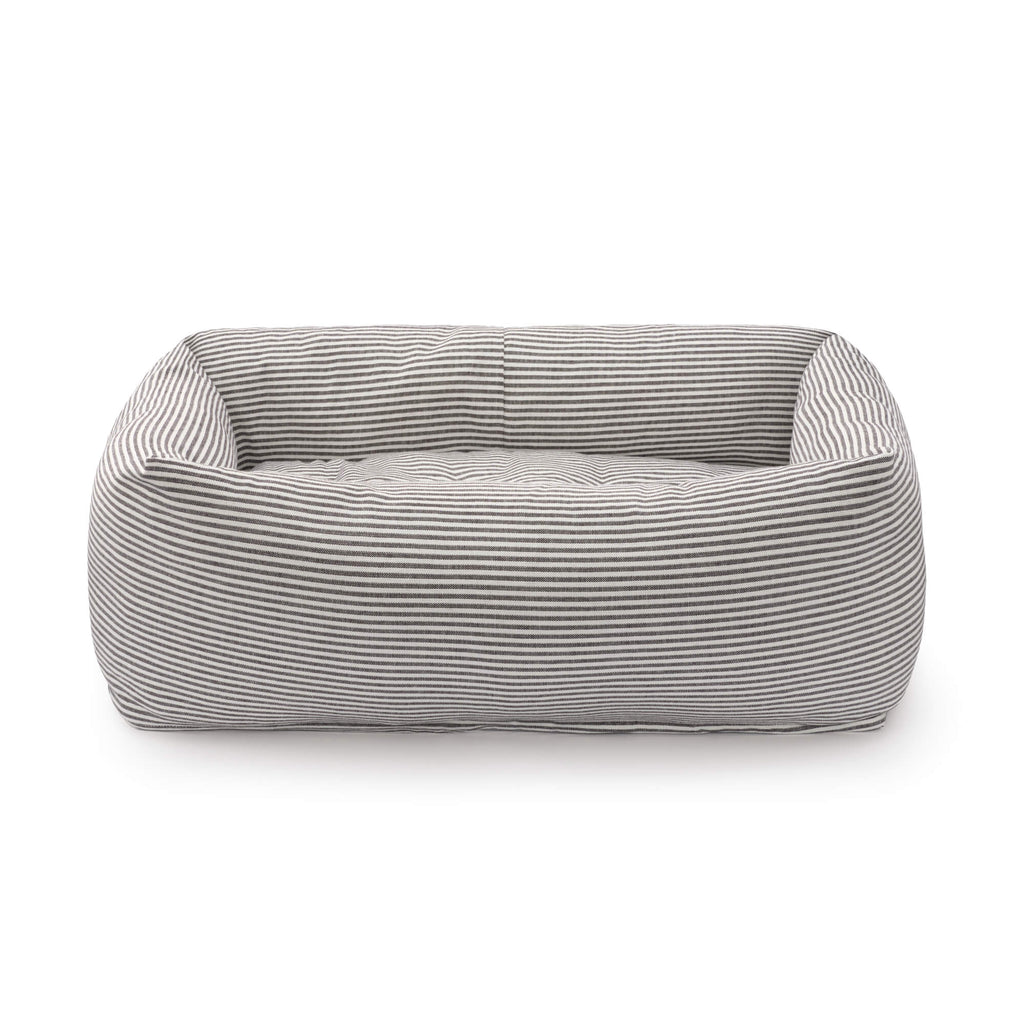 Charcoal Stripe Bolster Dog Bed