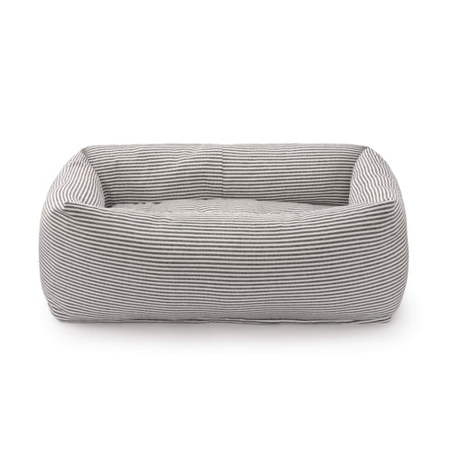 Charcoal Stripe Bolster Dog Bed