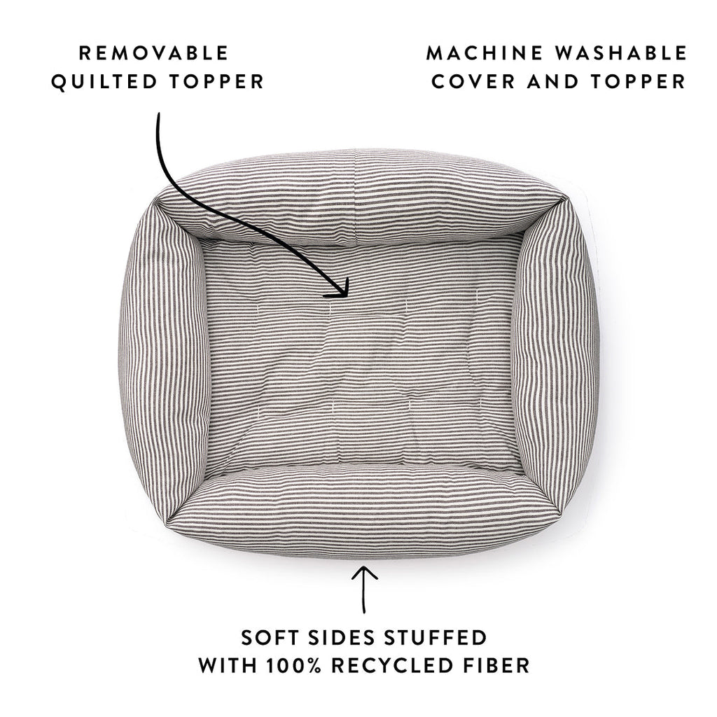 Charcoal Stripe Bolster Dog Bed