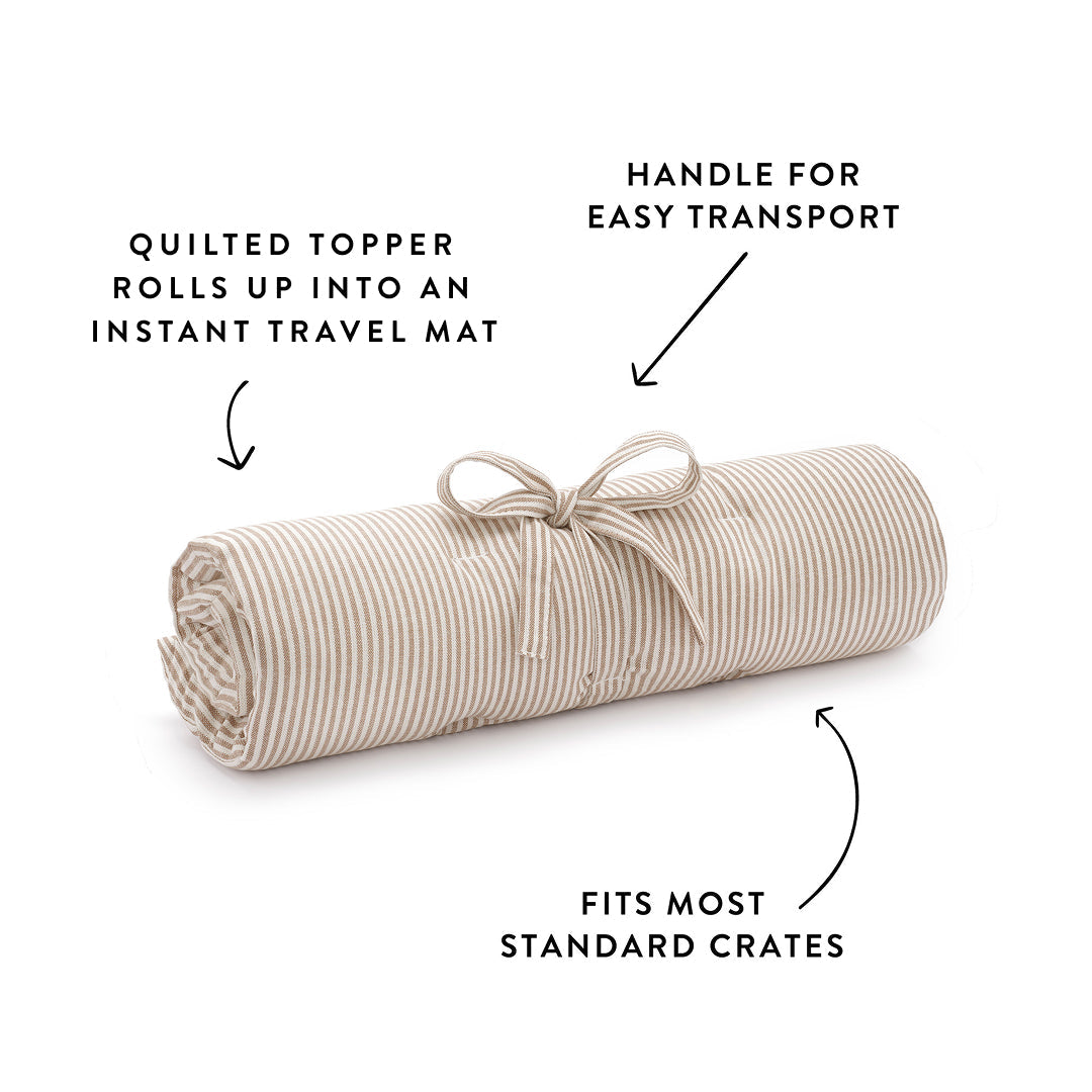 Mushroom Brown Stripe Bolster Dog Bed
