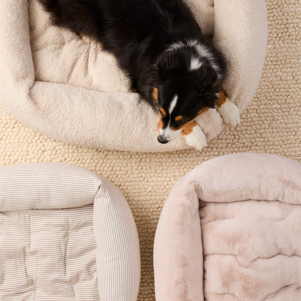Mushroom Brown Stripe Bolster Dog Bed