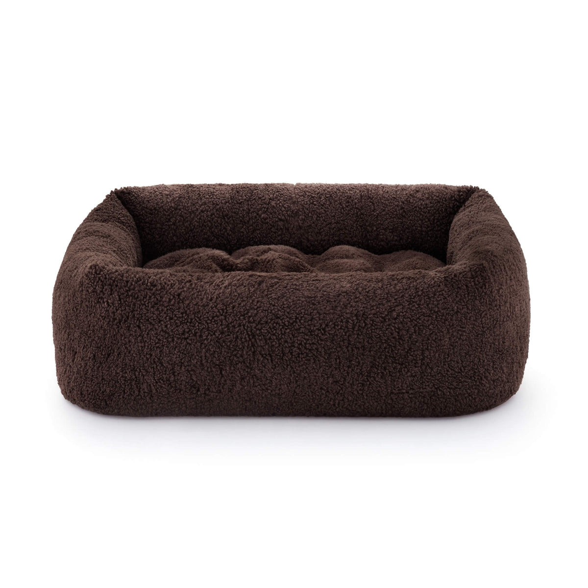 Chocolate Recycled Sherpa Bolster Dog Bed